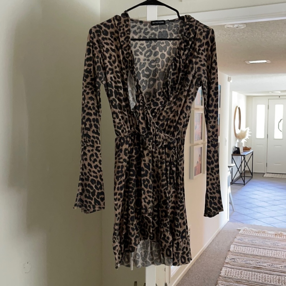 pretty little thing long sleeve cheetah dress